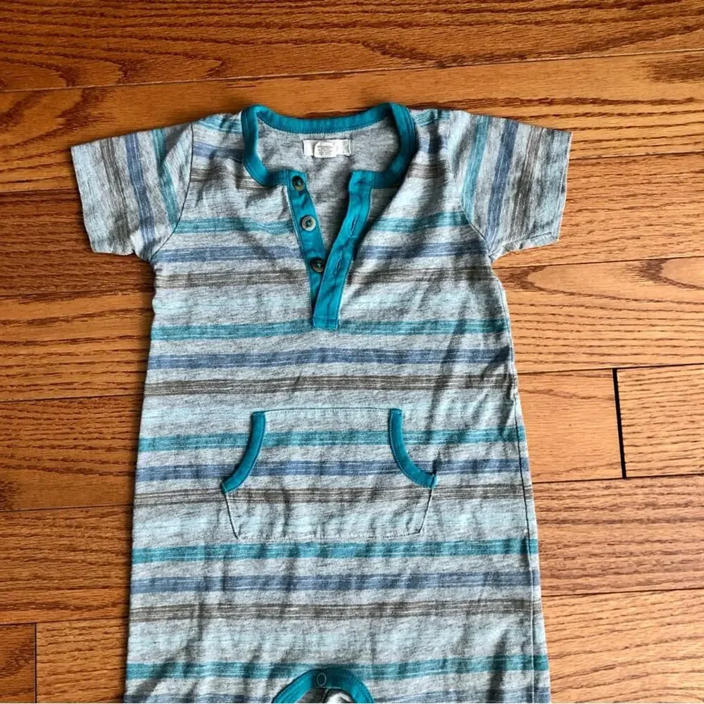 Peek Striped Onesie Jumper Cotton Gray Blue Baby Boy’s Size 18-24 months